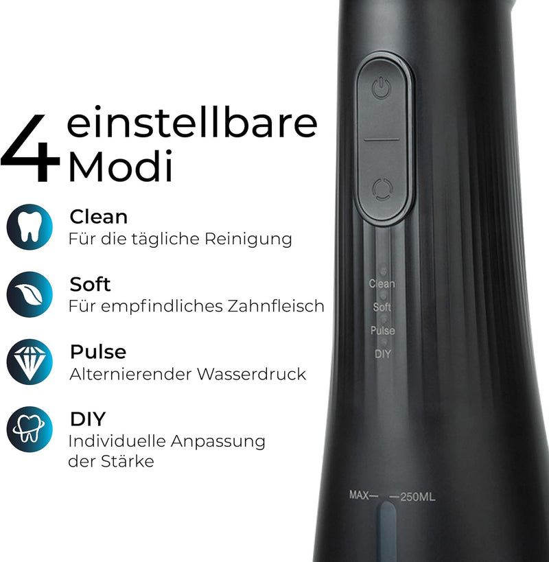 KLAMER Munddusche, Water Flosser mit 2 Aufsätzen für effektive Reinigung der Zähne und Zahnzwischenr