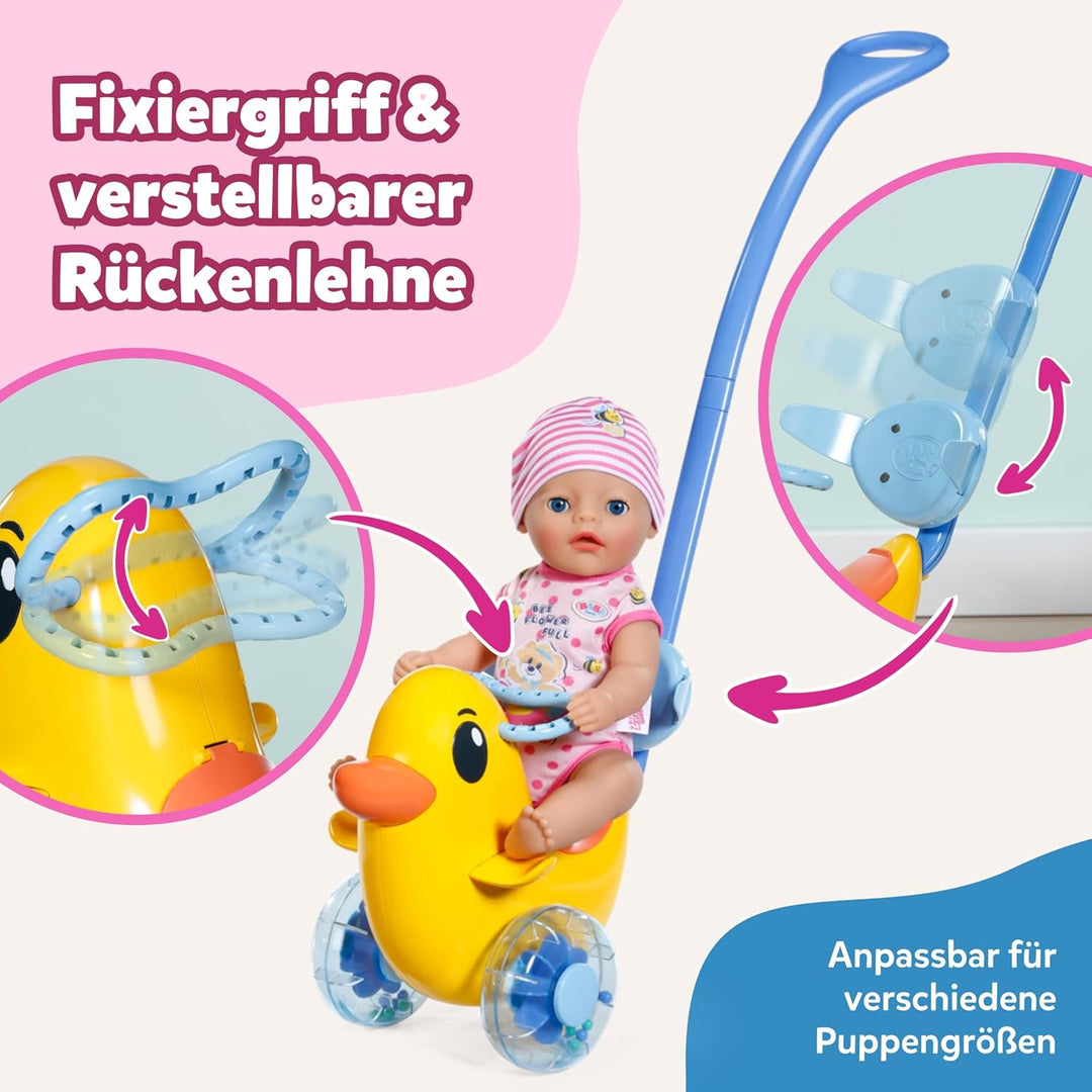 BABY born Schiebe-Berta - Mit Lenkstange & funktionsfähigen Rädern - Für 36 cm & 43 cm Puppen - Hoch