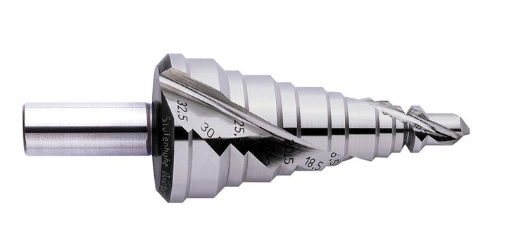 EXACT 5310 Stufenbohrer mit Spiralnute für Kabelverschraubung, EC 10, 7-32,5mm, HSS, Rotastop-Schaft