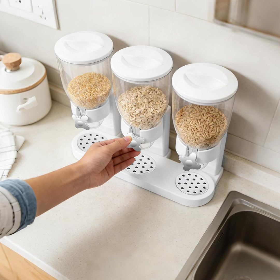 Müslispender 2L 3er Set, Cereal Dispenser mit Sichtfenster (Weiss), Weiss