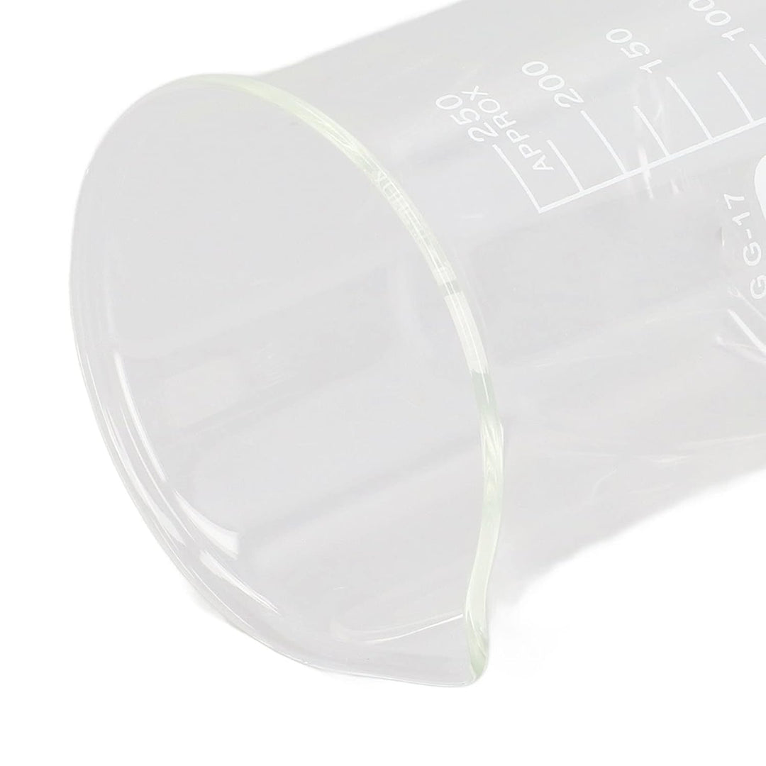 10 Stück Boro silikat glas becher Set, 10/25/50/150/250ml Graduierten-Labor-Messbecher mit Auslass,