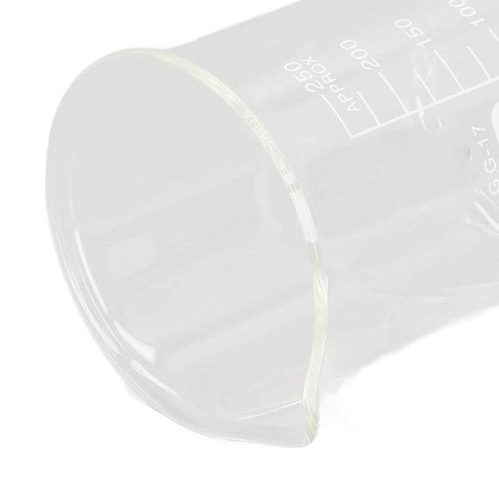 10 Stück Boro silikat glas becher Set, 10/25/50/150/250ml Graduierten-Labor-Messbecher mit Auslass,