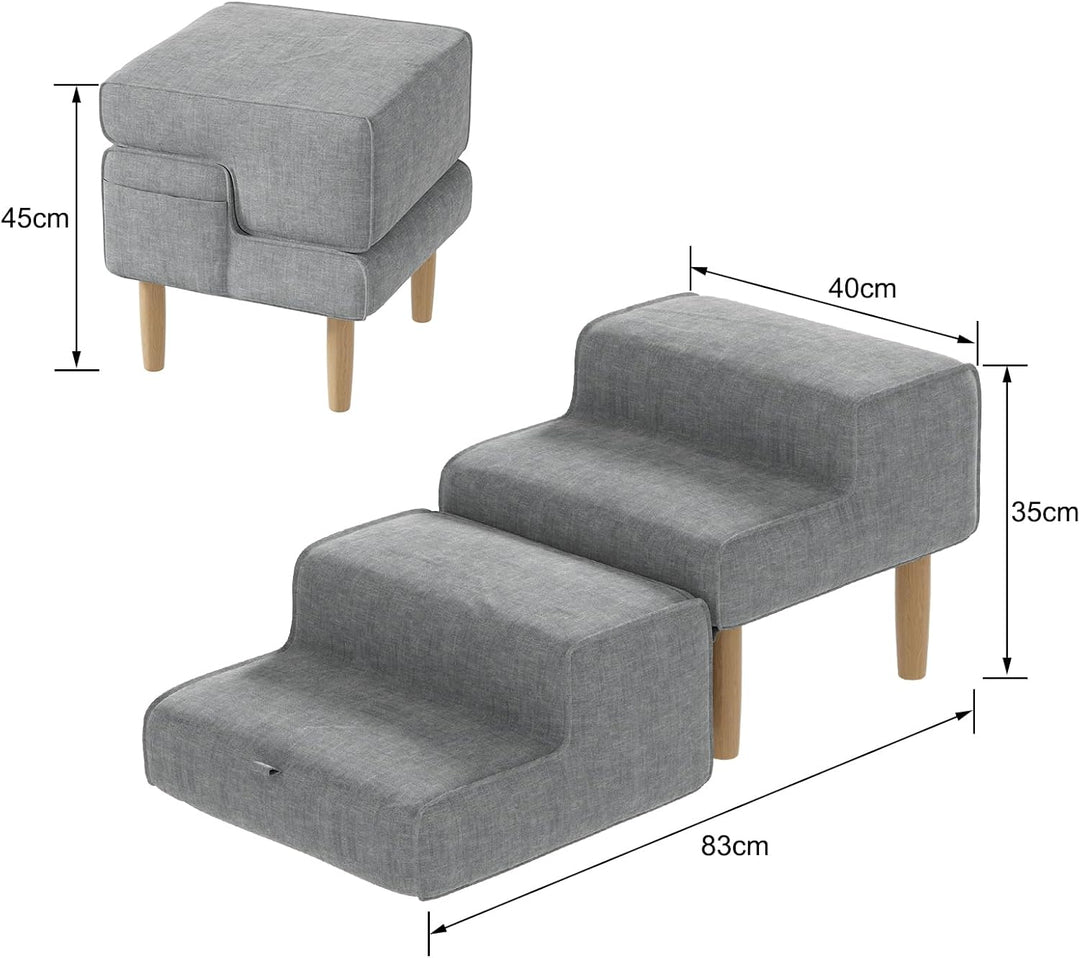 Hundetreppe,2-in-1 Haustiertreppe Klappbar Treppe Hund, Hundetreppe für Kleine & Grosse Hunde, Trepp
