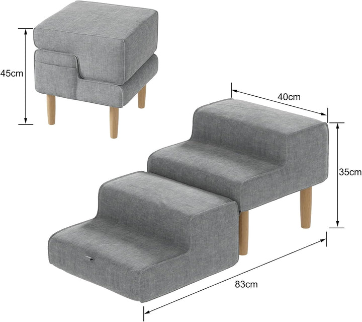 Hundetreppe,2-in-1 Haustiertreppe Klappbar Treppe Hund, Hundetreppe für Kleine & Grosse Hunde, Trepp