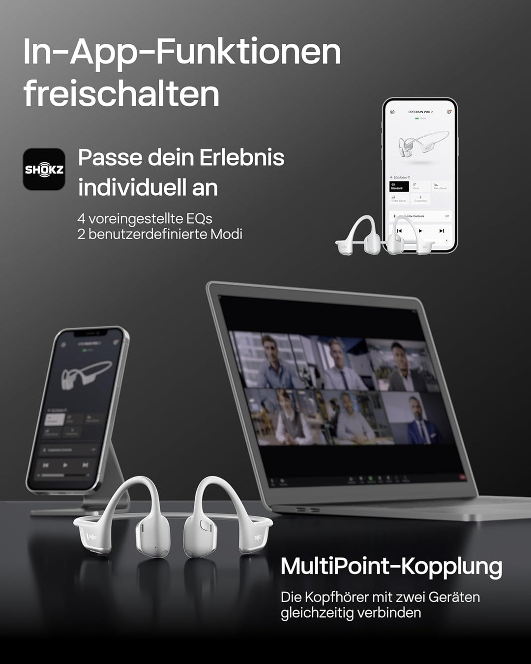 SHOKZ OpenRun Pro 2 Mini Knochenschall Sportkopfhörer, Open-Ear-Ohrhörer mit Bluetooth 5.3, Mikrofon