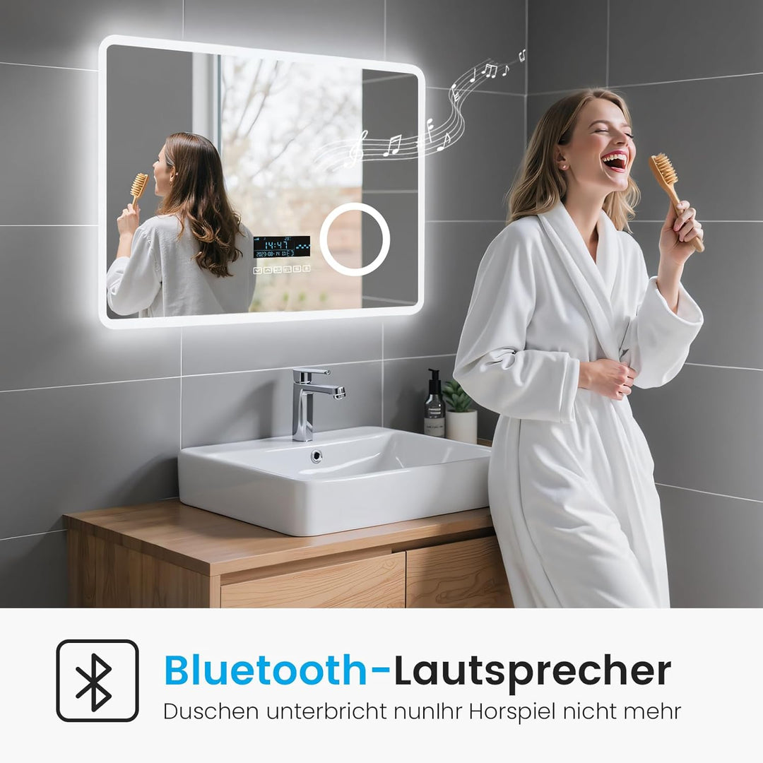 Heilmetz Badspiegel mit Beleuchtung 80x60cm Badezimmerspiegel mit Beleuchtung LED Badspiegel IP44 En