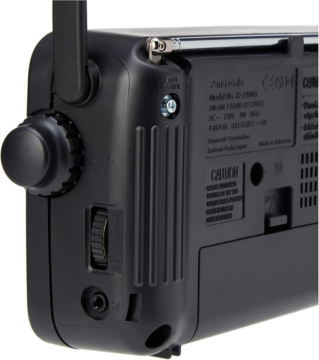 Panasonic RF-2400DEG-K Tragbares Radio mit Griff, Netz- oder Batteriebetrieb schwarz Single, Single