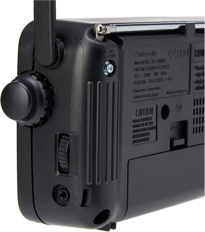 Panasonic RF-2400DEG-K Tragbares Radio mit Griff, Netz- oder Batteriebetrieb schwarz Single, Single