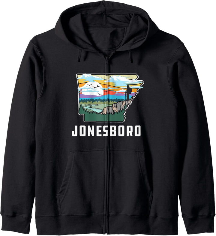 Jonesboro Arkansas Outdoor & Nature State Retro Illustration Kapuzenjacke