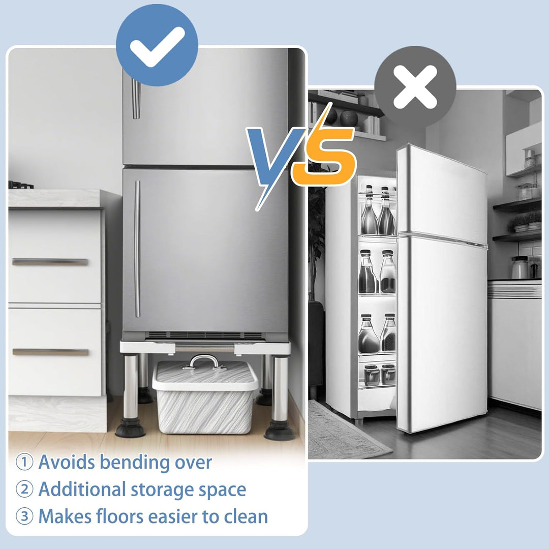 DEWEL Untergestell Kühlschrank Sockel Höhe 30-33cm Verstellbare 4 Stabile Saugnapf Füsse unterschran