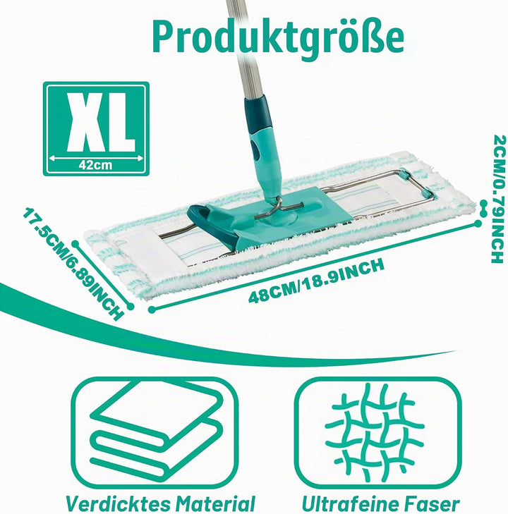 6er Pack Ersatz - Wischbezüge für Leifheit Profi XL Micro Duo/Cotton Plus, Bodenwischer Ersatzbezug