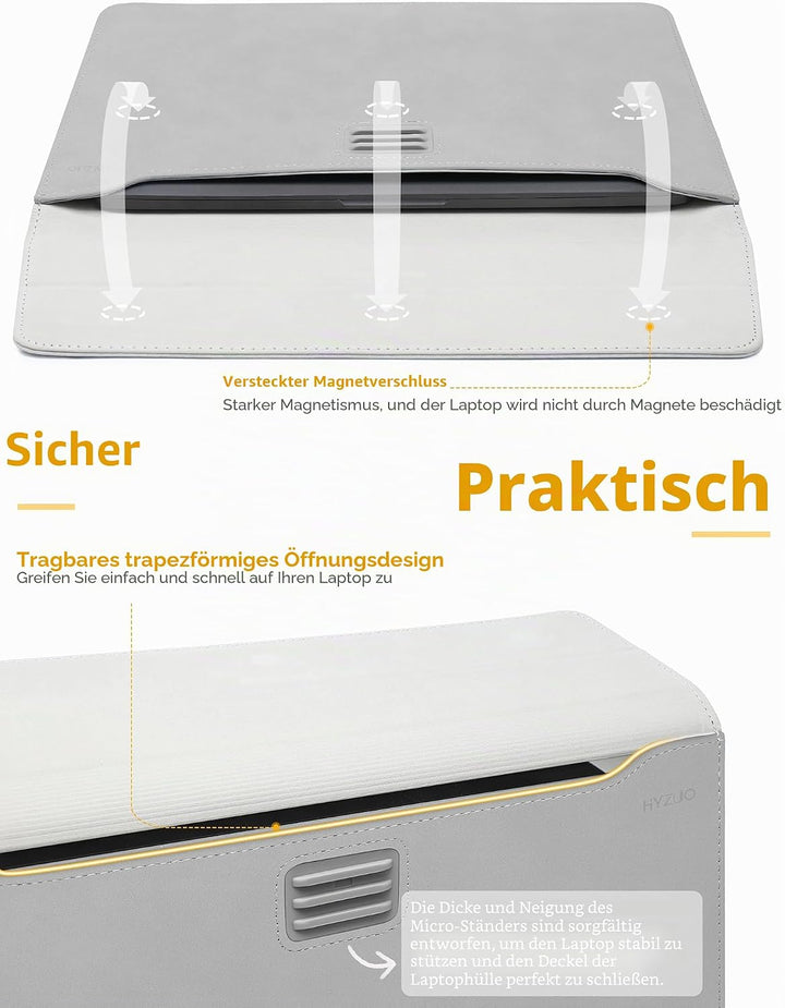 HYZUO 13 Zoll Laptop Hülle Tasche mit Einstellbarer Ständer für MacBook Air 13 M5 A3449 M4 M3 M2 M1