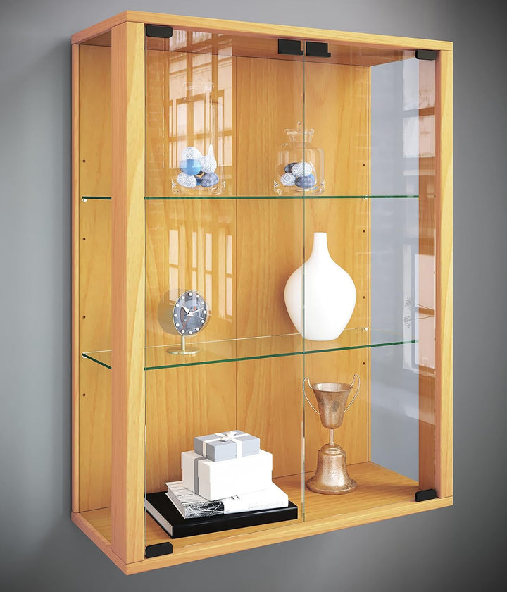 VCM Glasvitrine hängend | Vitrine Glas mit ESG-Sicherheitsglas | Masse: H. 80 x B. 60 x T. 25 cm | H