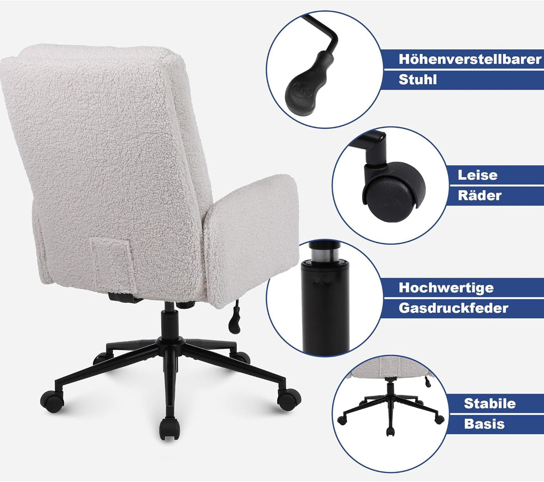 Youhauchair Schreibtischstuhl aus Kaschmir, Bürostuhl Ergonomisch mit hoher Rückenlehne, Bequemer Sc