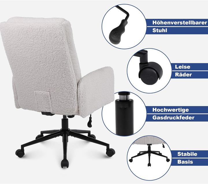 Youhauchair Schreibtischstuhl aus Kaschmir, Bürostuhl Ergonomisch mit hoher Rückenlehne, Bequemer Sc