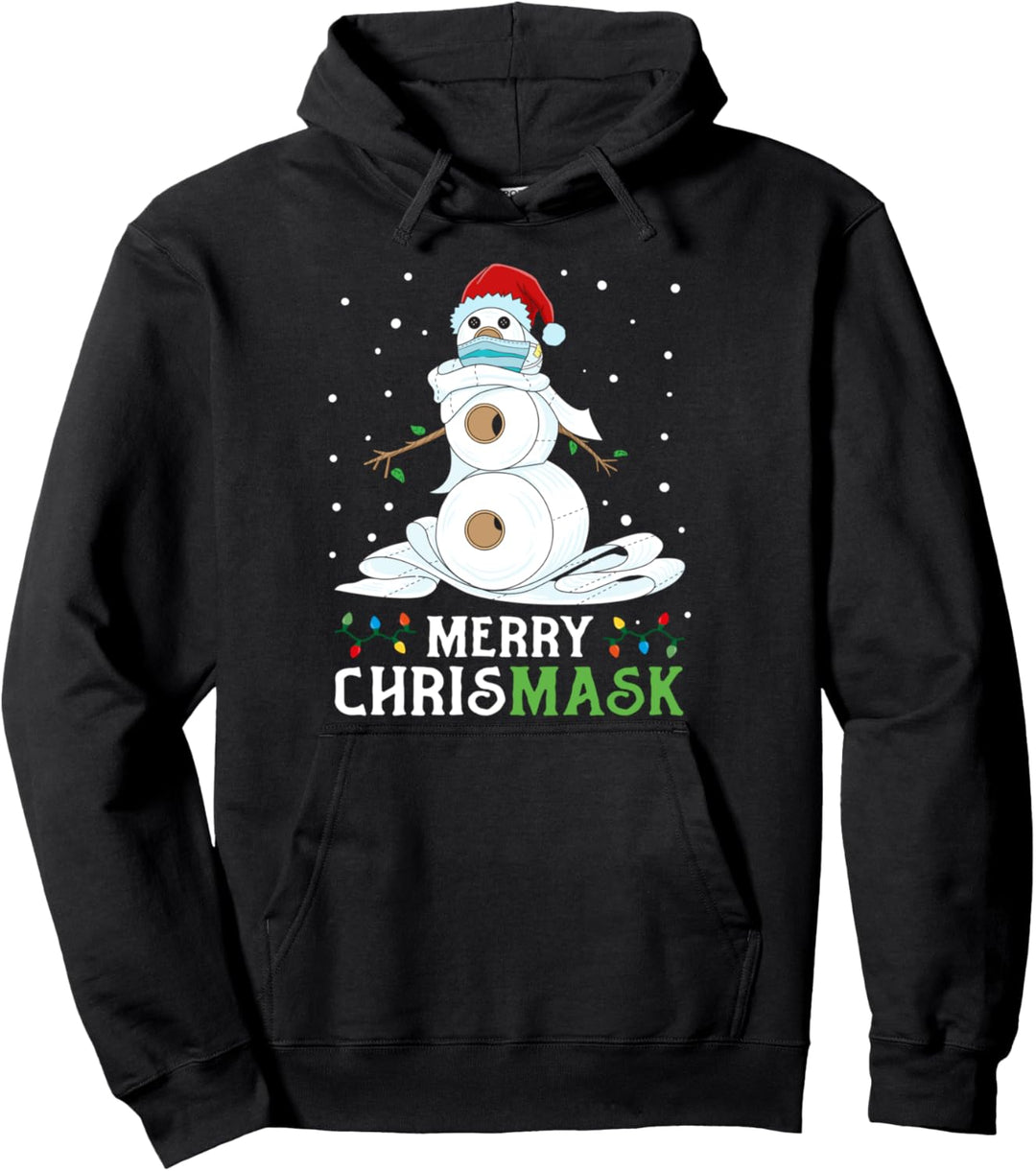 Lustiges Schneemann Maske Mundschutz Chrismask Weihnachten Pullover Hoodie