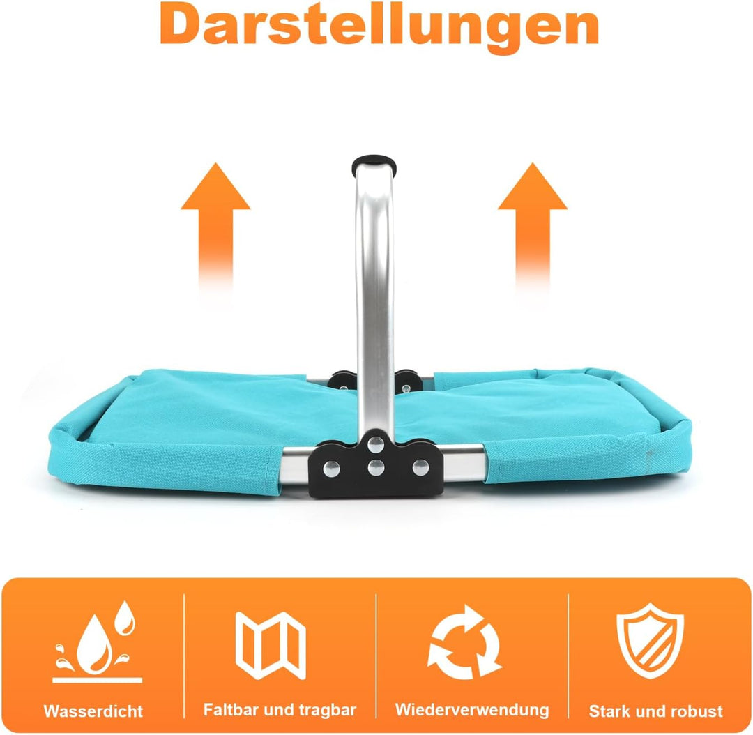 Einkaufskorb Faltbar 25L,Einkaufskorb Klein Mit Gepolsterte Griffe Und ReissVerschlusstasche,Einkauf