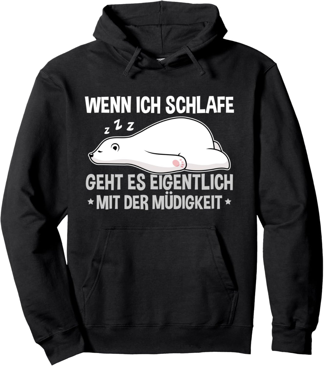 Schlafmütze Faulenzen Schlafen Pyjama Eisbär Pullover Hoodie