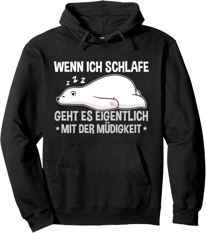 Schlafmütze Faulenzen Schlafen Pyjama Eisbär Pullover Hoodie