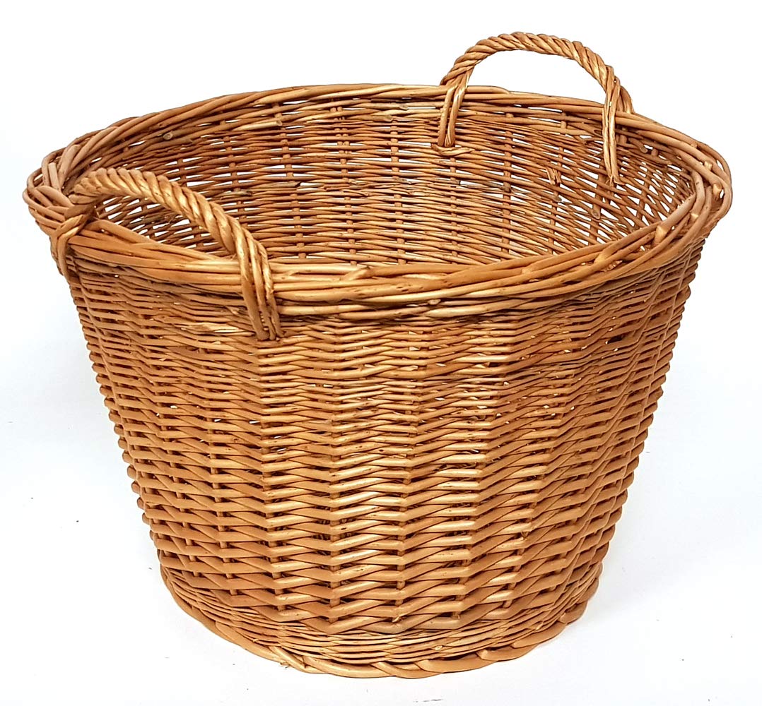 Tigana - Kaminkorb Holzkorb Kaminholzkorb aus Weide geschält Ø 50 cm (Art. 90475-50)