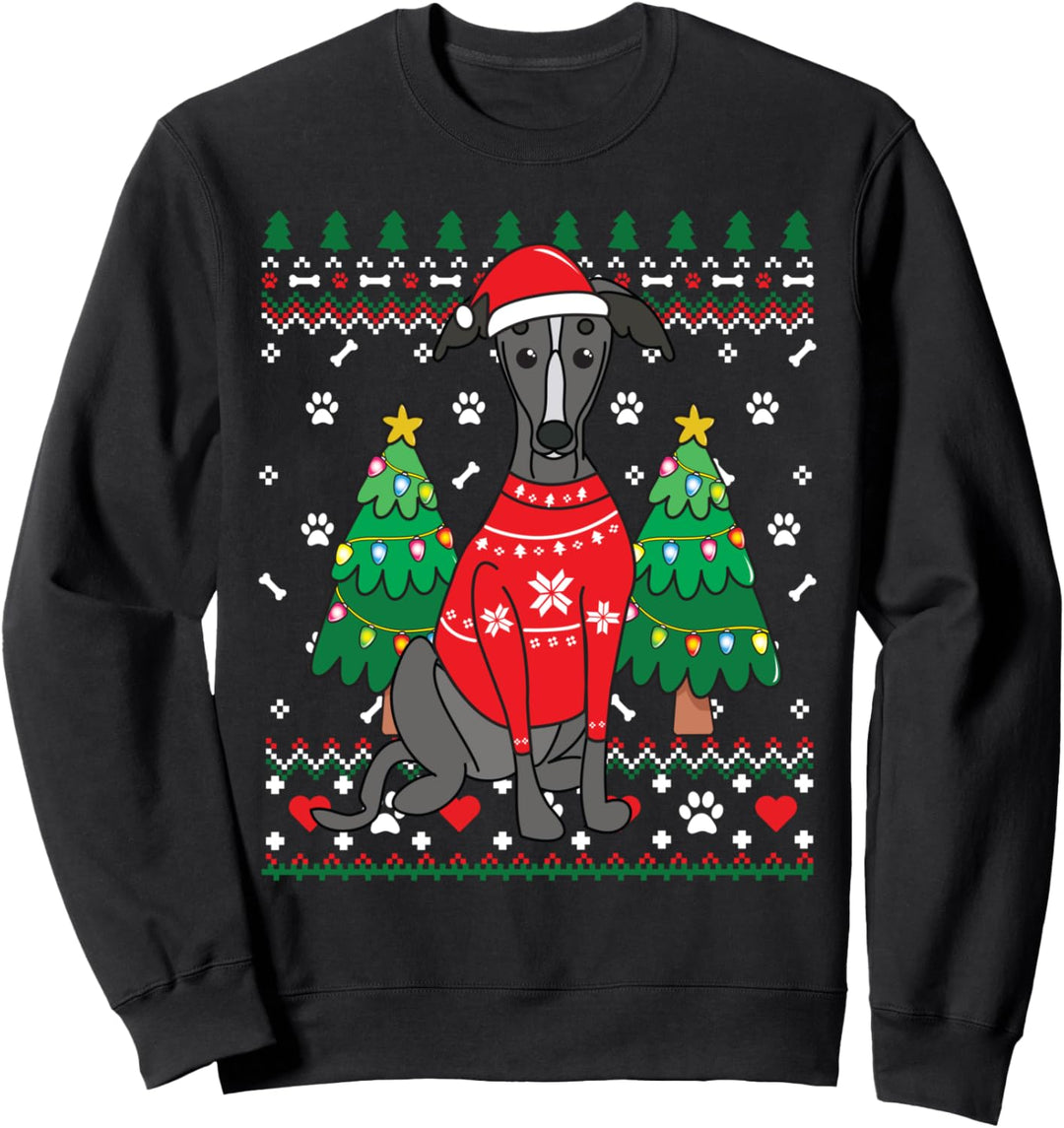 Greyhound Weihnachten Lustiger Baum Geschenk Sweatshirt