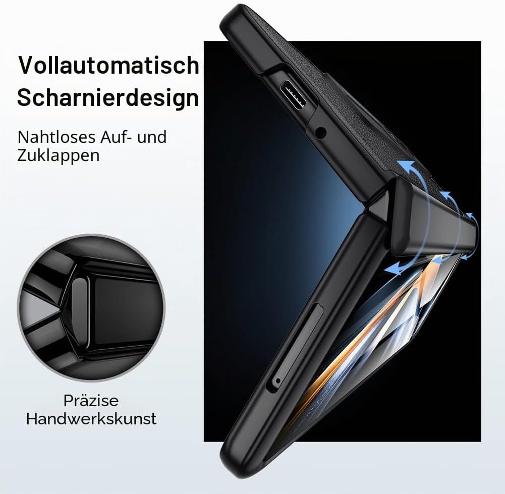 LEIAU Schutzhülle für Samsung Galaxy Z Fold 4, magnetisch, Ständer, mit Scharnierschutz – Leder-Schu