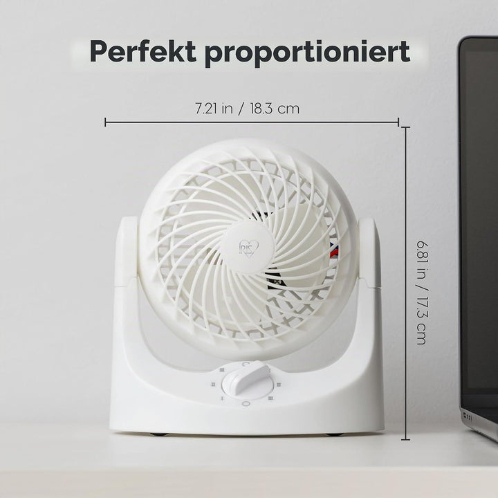 Iris Ohyama Woozoo Kleiner Ventilator, Vertikale Neigung 120°, Leise 28dB, Tragbar, 3 Geschwindigkei