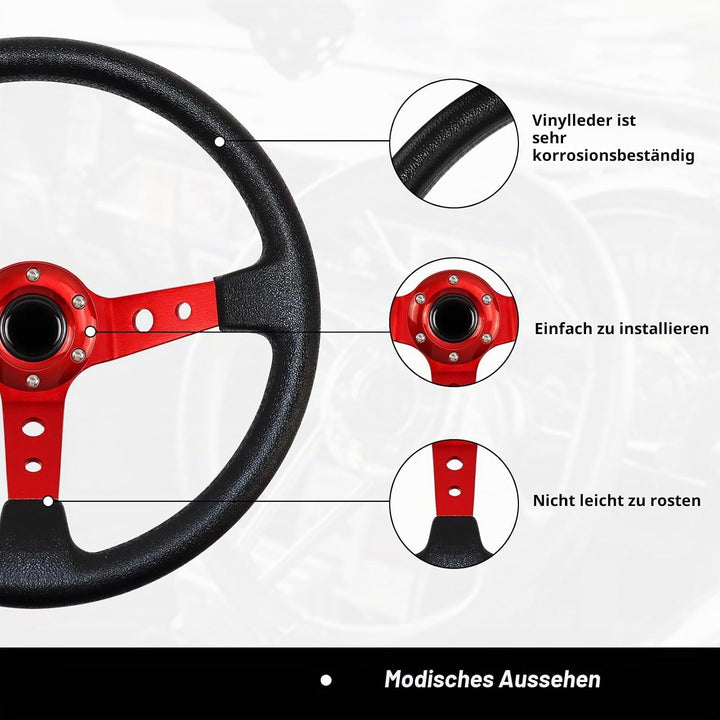 Acclcors Universal Rennlenkrad,Drifting Lenkrad, Gaming Lenkrad 13.6" 6 Schrauben Grip Vinyl Leder D
