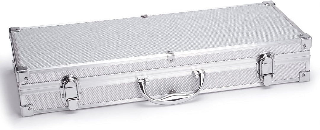 MSV Edelstahl Profi Grillbesteck, Barbecue Grillset BBQ Besteck im Alukoffer (5-teilig)