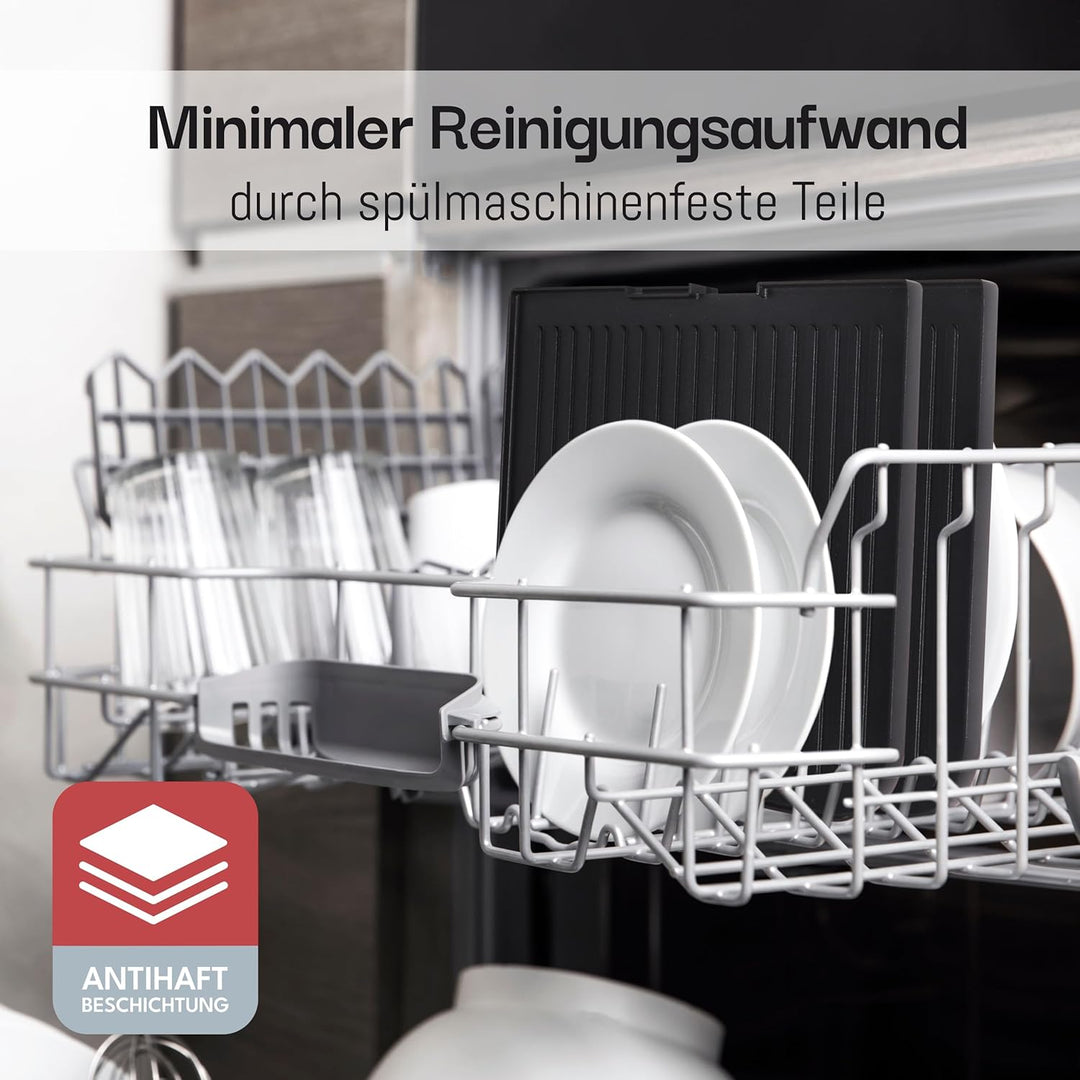 LEBENLANG Elektrogrill Tischgrill elektrisch - Inkl. Grillzange & Spritzschutz I 2400W Für Drinnen &