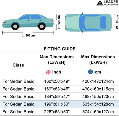 Leader Accessories 3-lagige atmungsaktive Vollgarage Autoplane leichte Ganzgarage Autoabdeckung für