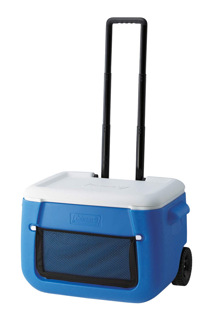 Coleman Passive Kühlbox 50 QT Poly-lite Wheeled Mesh, Thermobox 47 L Fassungsvermögen, mobile Eisbox
