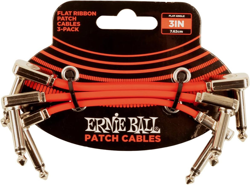 Ernie Ball Flachband-Patchkabel, 3er-Pack, 7,62 cm, Rot Rot 7,6 cm 3 Stück, Rot 7,6 cm 3 Stück