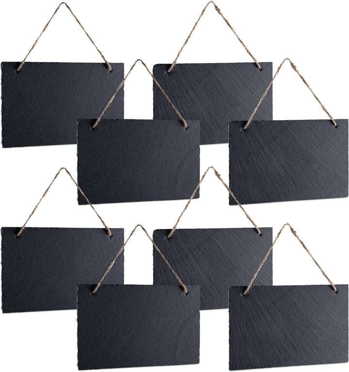 Navaris 8X Schiefertafel zum Aufhängen horizontal - 25x15cm Schiefer Kreidetafel Set klein - Tafel S
