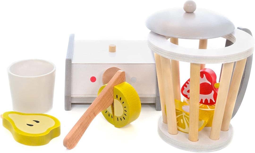 EverEarth Kinder Smoothie Mixer Spielset mit Früchten und Zubehör - Kindermixer Holzspielzeug Set fü