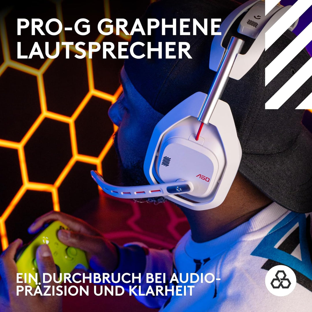 Logitech G Astro A50 LIGHTSPEED kabellose Gaming-Headset + Basisstation (Gen 5), PRO-G GRAPHENE, 3-S