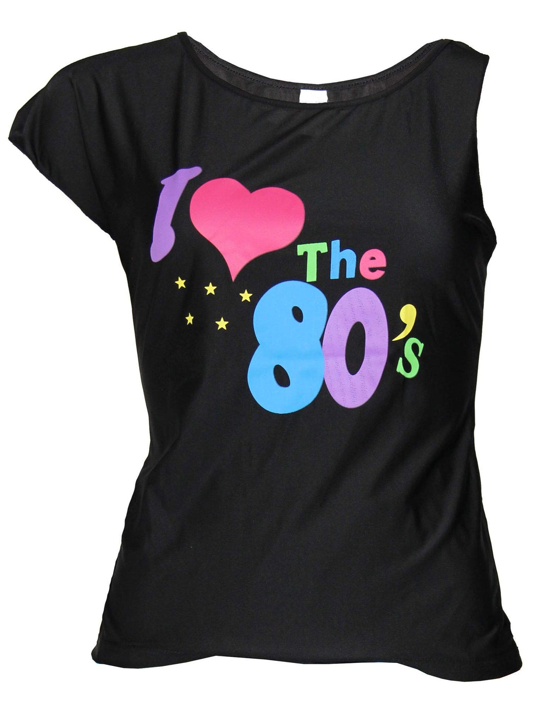 schwarzes 80er Jahre Neon Shirt für Damen Fasching Karneval Kostüm Grösse S-XXL, Grösse:XXL XXL Schw