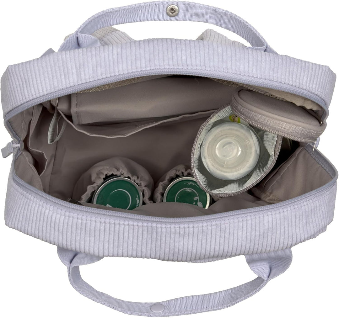 LÄSSIG Baby Wickelrucksack Wickeltasche Rucksack mit Wickelunterlage, Kinderwagenbefestigung, Flasch
