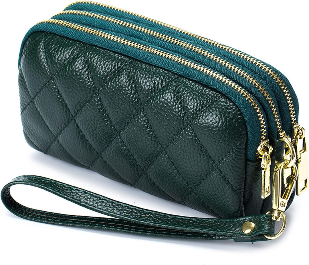 PORRASSO Leder Münzbörse Klein Geldbörse Clutch Wristlet Bag Tragbar Schlüsseltasche Multifunktional