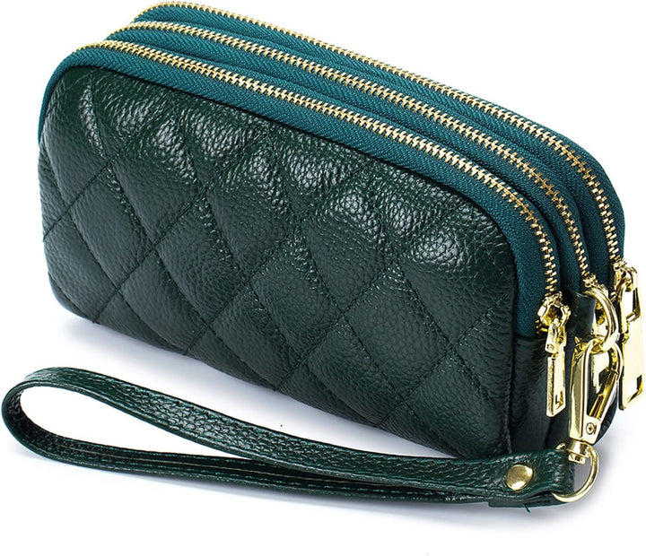 PORRASSO Leder Münzbörse Klein Geldbörse Clutch Wristlet Bag Tragbar Schlüsseltasche Multifunktional