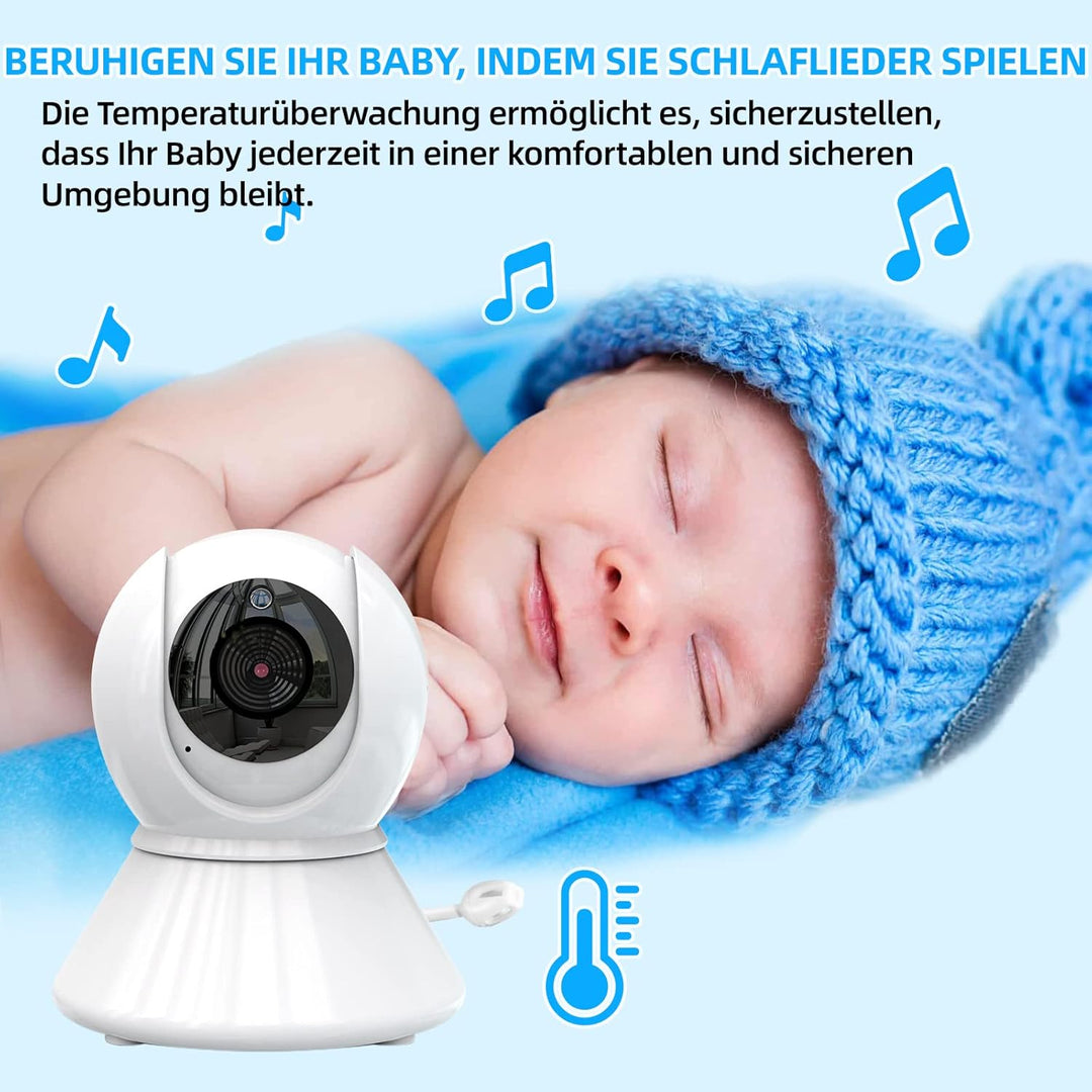 BURNNOVE Babyphone mit Kamera 3,5 Zoll Video Babyphone 355° Schwenk- & 120° Neigefunktion 2X Digital