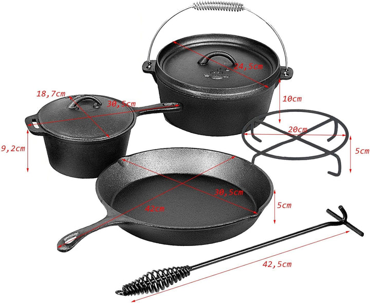EL FUEGO Dutch Oven 5 tlg. Set AY4661 Pfanne Schmortopf Saucentopf