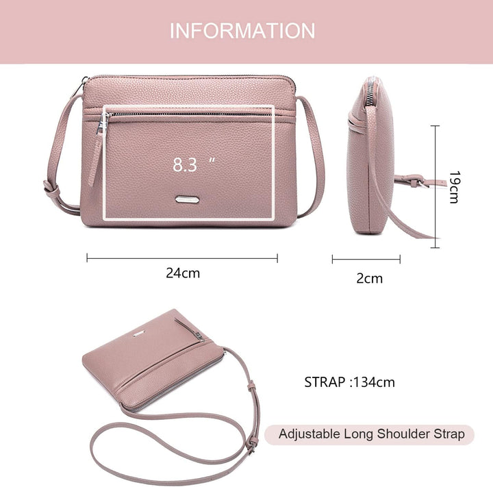 David Jones - Damen Umhängetasche - Kleine Flache Handtasche PU Leder - Tasche Klassiche Elegante Be