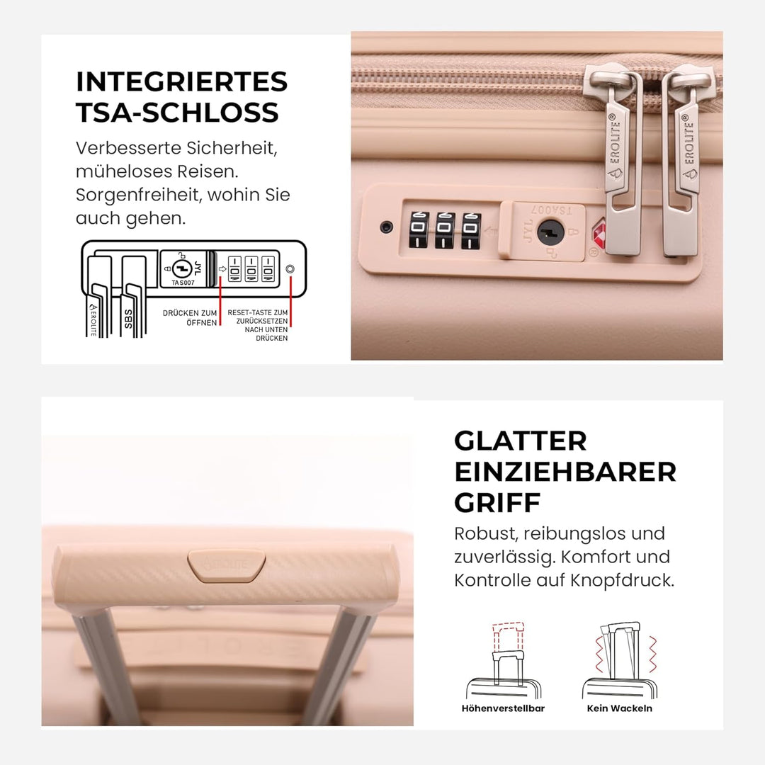 Aerolite 55x40x20cm Lufthansa Eurowings TUI SunExpress Condor Ryanair Priority 2 Rollen Leichter Har