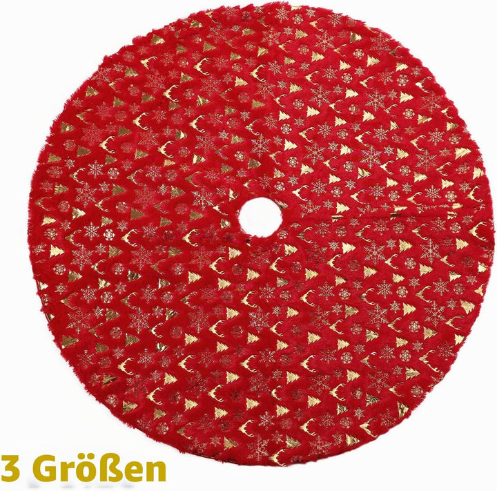 KONVINIT Weihnachtsbaum Rock Rot Weihnachtsbaumdecke Round Plüsch Christmasbaumdecke Glitzer Fell We