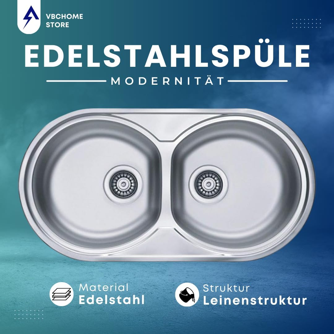 VBChome: Einbauspüle 832x437 mm Camping Küchenspüle - Leinenstruktur Alveus Form 50 Spülbecken EDELS