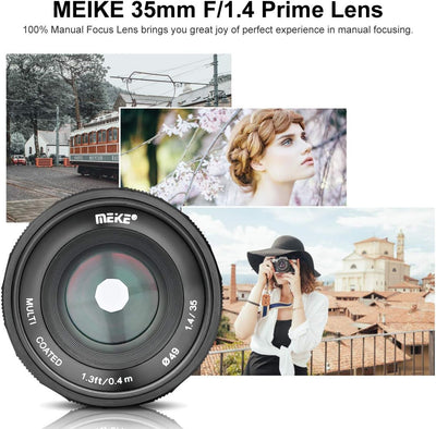 Meike 35 mm F1.4 grosse Blende, manueller Fokus, APS-C, kompatibel mit Sony E Mount spiegellosen Kam