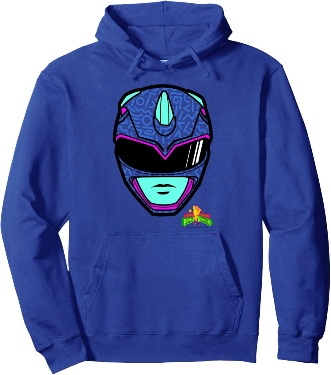 Power Rangers Blue Ranger Retro Print Big Face Pullover Hoodie