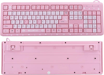 Annadue Rosa Tastatur, USB kabelgebunden Gaming Tastatur, 104 Tasten Ultradünne Computer Tastatur fü