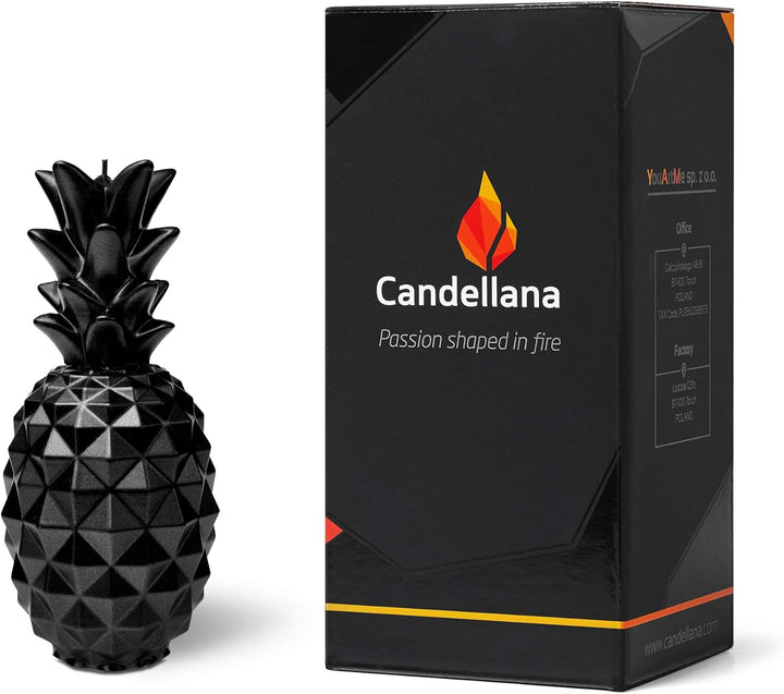 Candellana Ananas Paraffinkerze 10x10x21 cm - Schwarzmetallic Kerze Dekorativ - Kerzen Aesthetic 3D